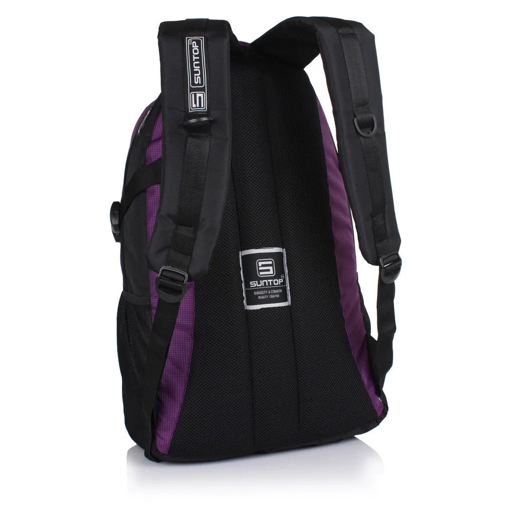 Suntop Neo 9 26 L Medium Laptop Backpack(Black and Violet Checks)