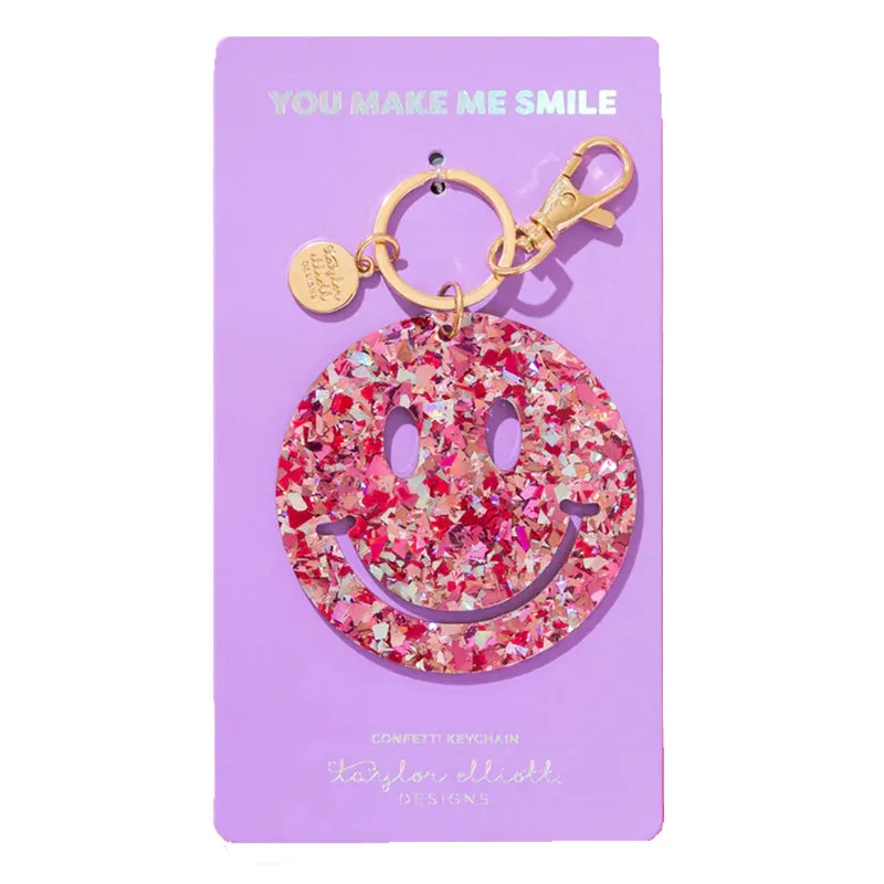 Taylor Elliott Smiley Face Confetti Keychain