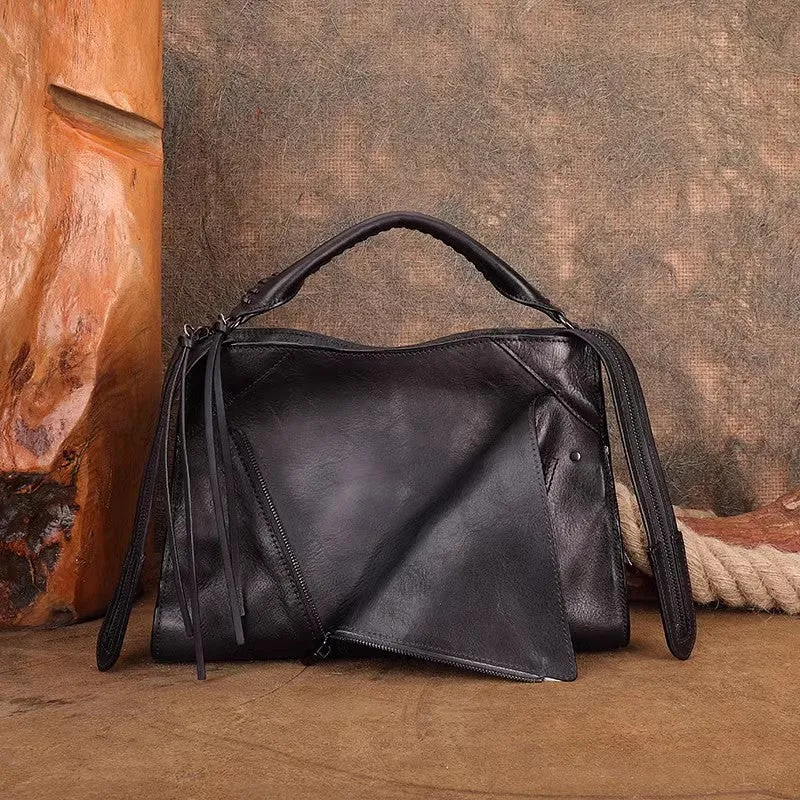 Vintage Ladies Leather Over The Shoulder Bag Black Crossbody Bags For Women
