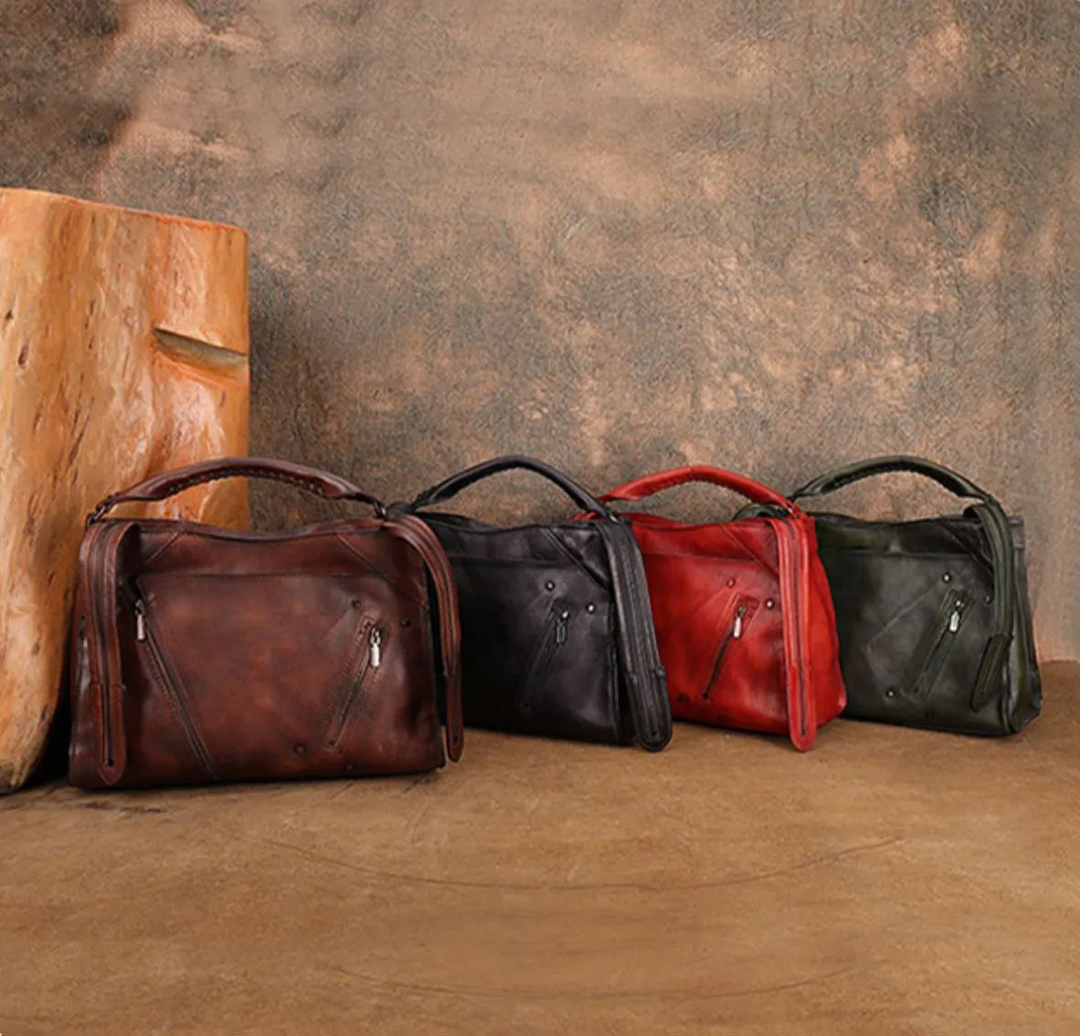 Vintage Ladies Leather Over The Shoulder Bag Black Crossbody Bags For Women