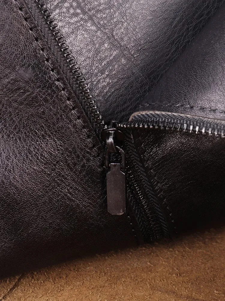 Vintage Ladies Leather Over The Shoulder Bag Black Crossbody Bags For Women