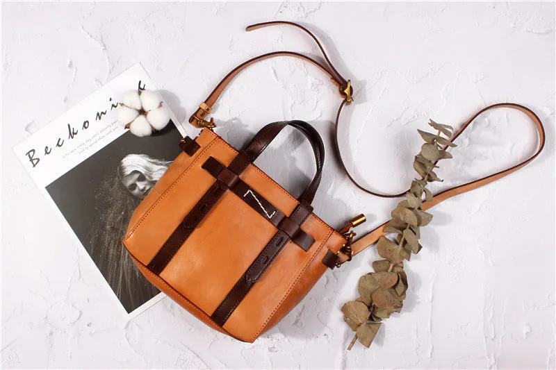 Vintage Womens Genuine Leather Crossbody Tote Handbags For Women