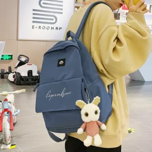 Waterproof Nylon Bag With Embroidery & Doll Keychain