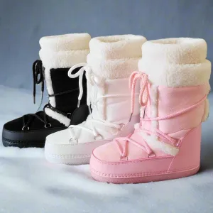 Winter Faux Fur Snow Boots – Fluffy Waterproof Mid-Calf Boots for Women