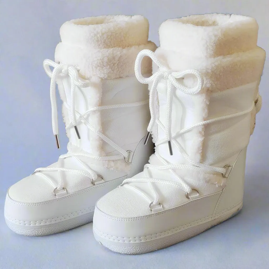 Winter Faux Fur Snow Boots – Fluffy Waterproof Mid-Calf Boots for Women
