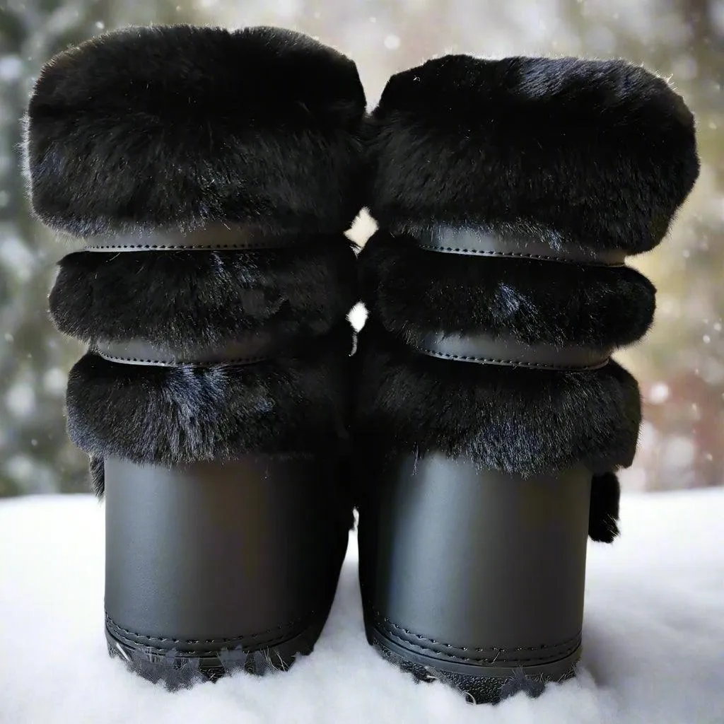 Winter Faux Fur Snow Boots – Fluffy Waterproof Mid-Calf Boots for Women