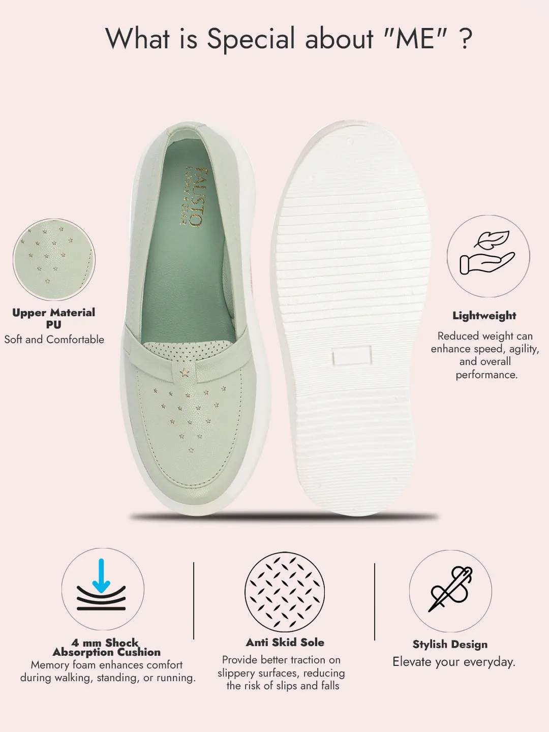 Women Pista Greeen Chunky Slip Ons Height Enhancer Lightweight Sneaker Shoe|Memory Cushion Insole|Comfortable Anti Skid Sole