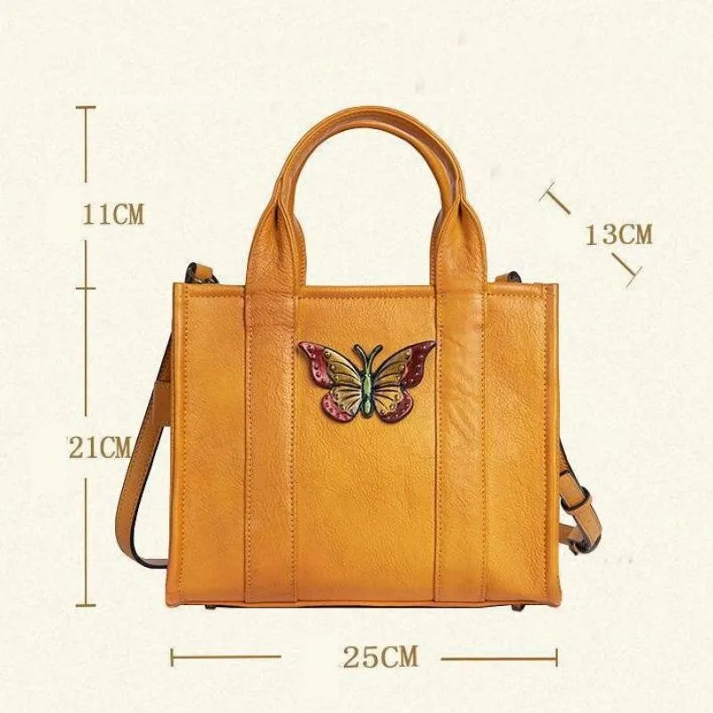 Women Vintage Butterfly Leather Handmade Cowhide Bags