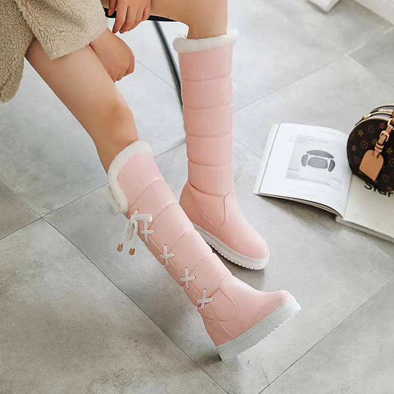 Women’s Cute Snow Boots Waterproof Winter Lace Up Boots