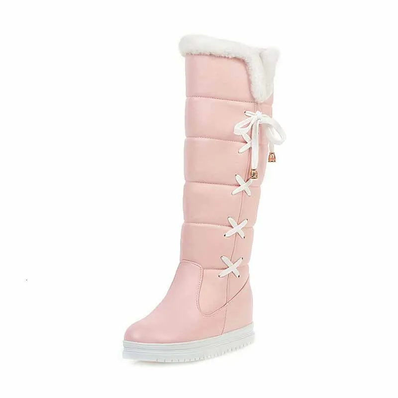 Women’s Cute Snow Boots Waterproof Winter Lace Up Boots