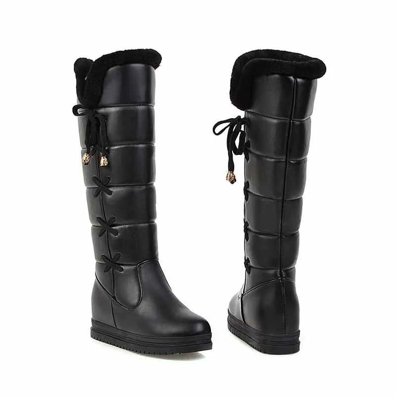 Women’s Cute Snow Boots Waterproof Winter Lace Up Boots