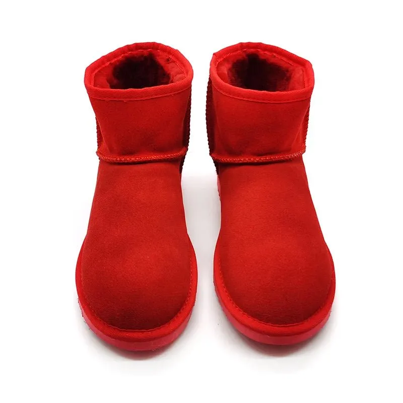 Women's Snow Boots - Real Sheepskin Plush Fur Ankle Boots for Ultimate Winter Warmth