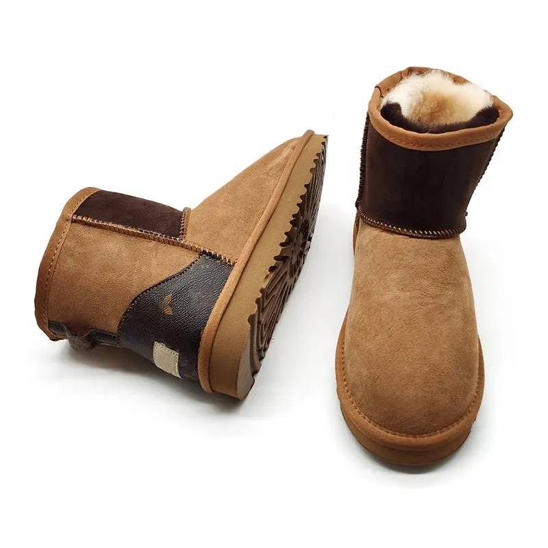 Women's Snow Boots - Real Sheepskin Plush Fur Ankle Boots for Ultimate Winter Warmth
