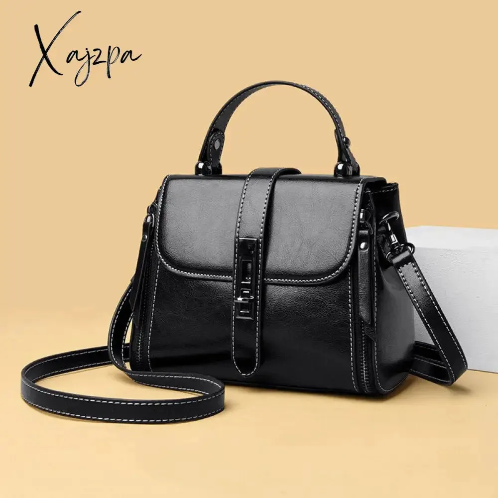 Xajzpa - Genuine Leather Real Fashion Women Bag High Quality Shoulder Bag Small Women's Cross Body Messenger Bag Crossbody Purse