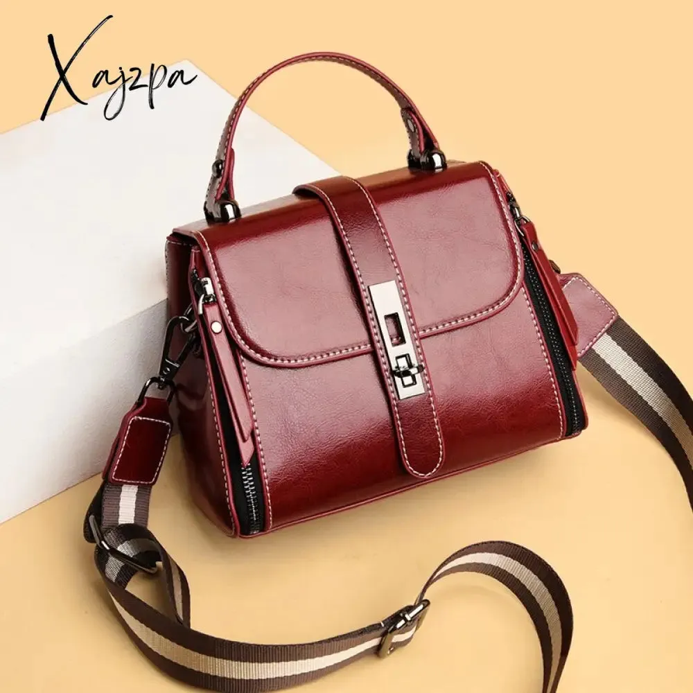 Xajzpa - Genuine Leather Real Fashion Women Bag High Quality Shoulder Bag Small Women's Cross Body Messenger Bag Crossbody Purse