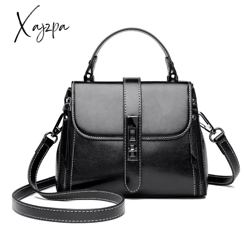 Xajzpa - Genuine Leather Real Fashion Women Bag High Quality Shoulder Bag Small Women's Cross Body Messenger Bag Crossbody Purse