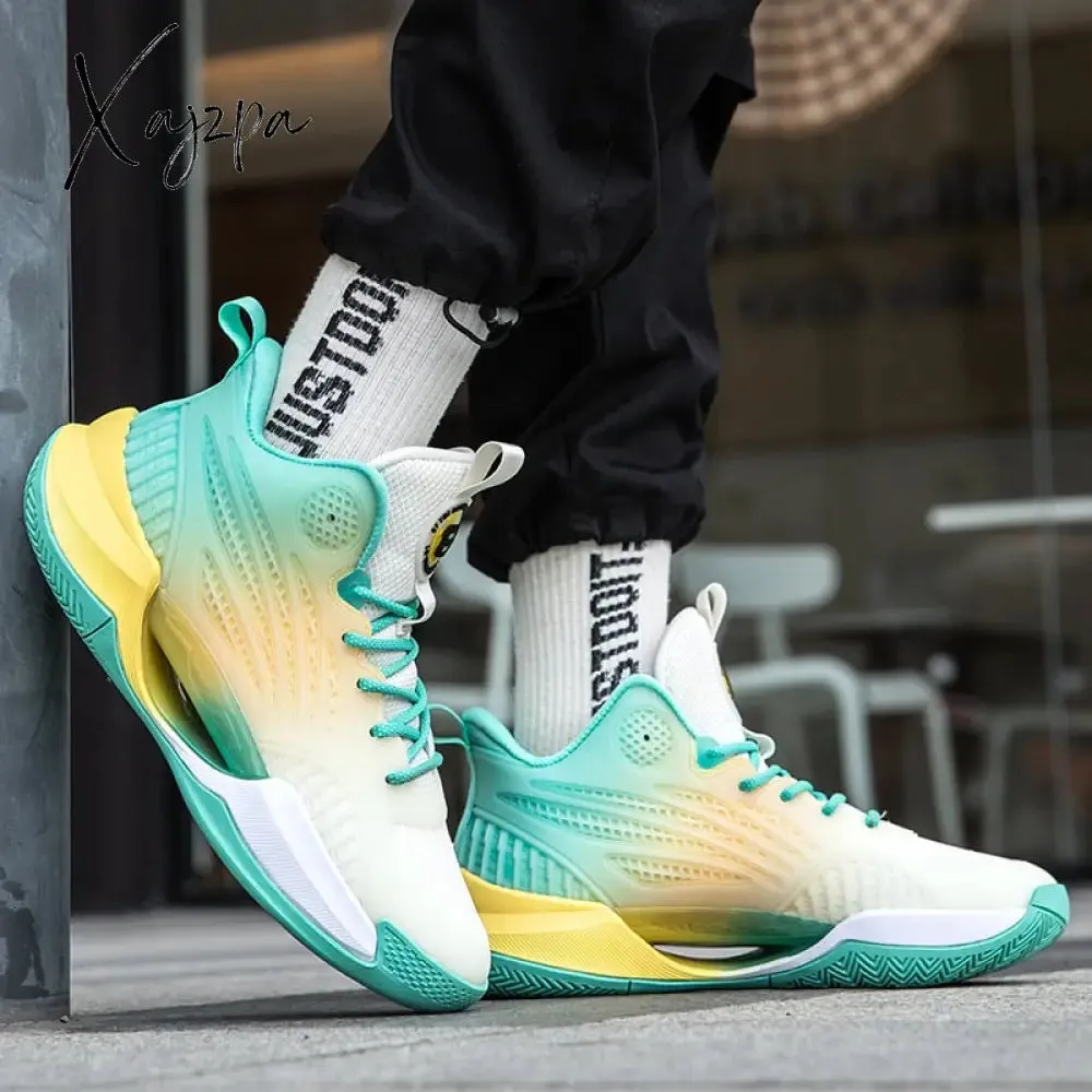 Xajzpa - Men's Basketball Shoes Breathable Cushioning Non-Slip Wearable Sports Shoes Gym Training Athletic Basketball Sneakers for Women
