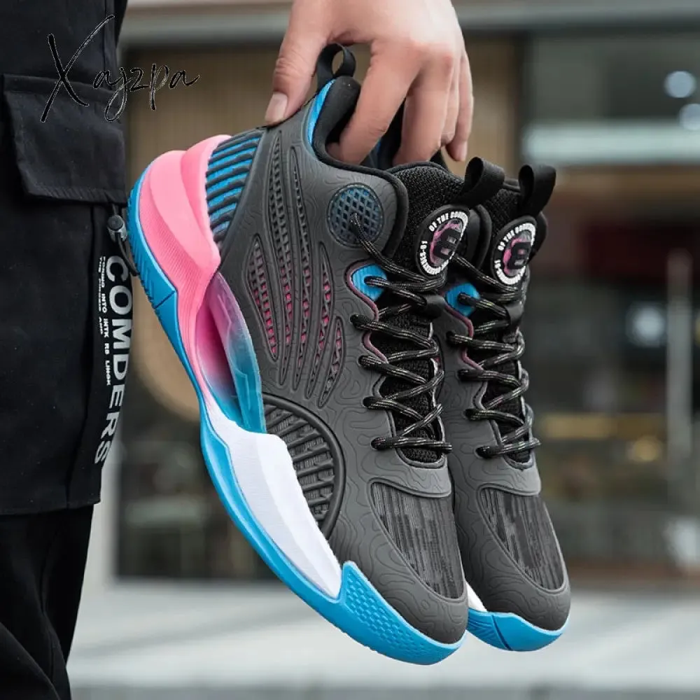 Xajzpa - Men's Basketball Shoes Breathable Cushioning Non-Slip Wearable Sports Shoes Gym Training Athletic Basketball Sneakers for Women