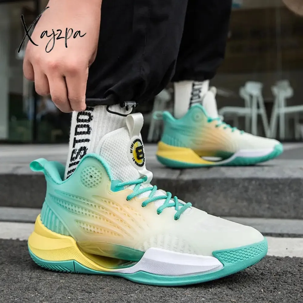 Xajzpa - Men's Basketball Shoes Breathable Cushioning Non-Slip Wearable Sports Shoes Gym Training Athletic Basketball Sneakers for Women