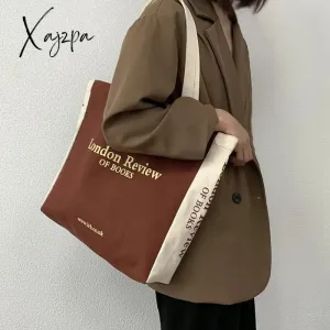 Xajzpa - Women's Canvas Shoulder Shopper Bag Cotton Cloth Eco Big Shopping Bag for Woman Girls Student Handbag Large Tote Book Bags